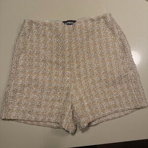Express Women's Beige Gold Tweed High Waist Shorts